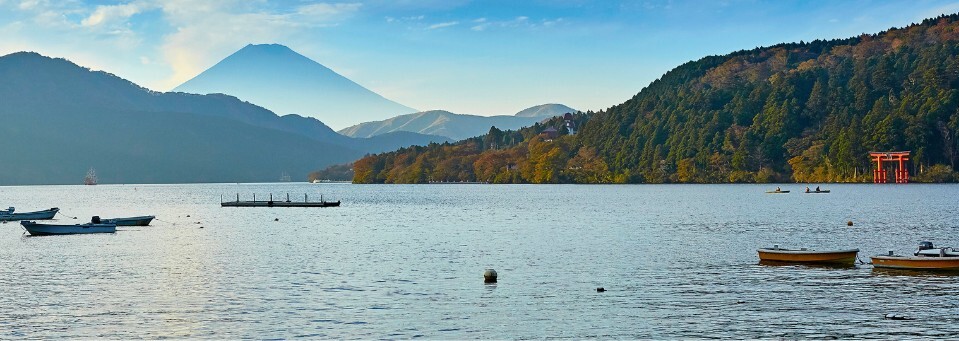 See mit Blick auf den Berg Fuji