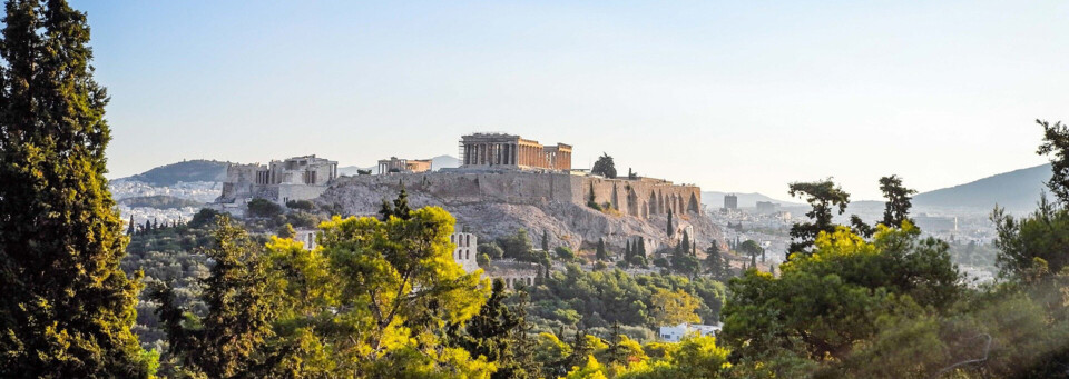 Blick auf archäologische Stätte in Athen